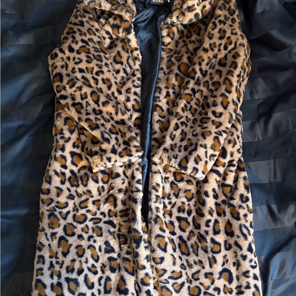 Leopard Print Faux Fur Coat